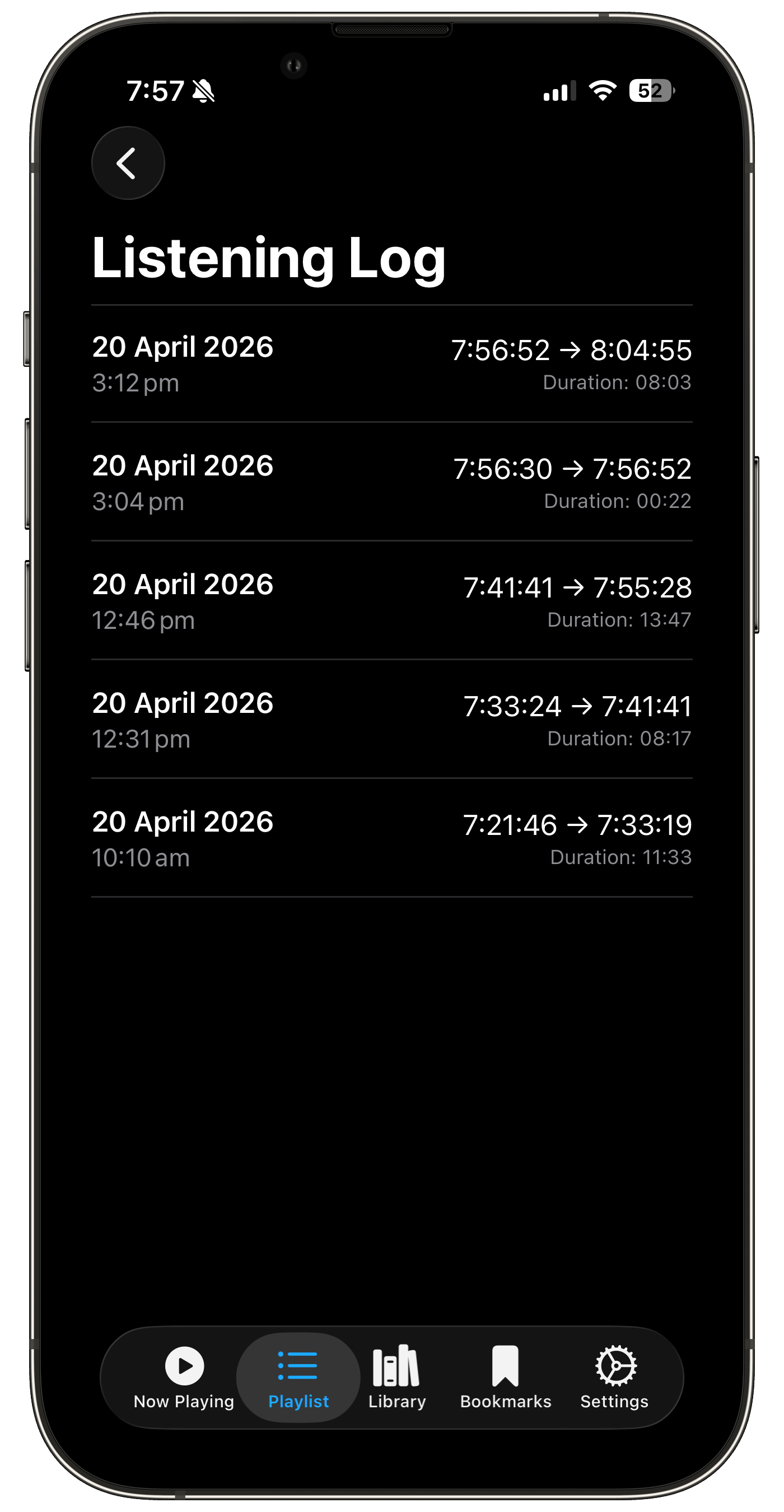 Chapters Listening Log